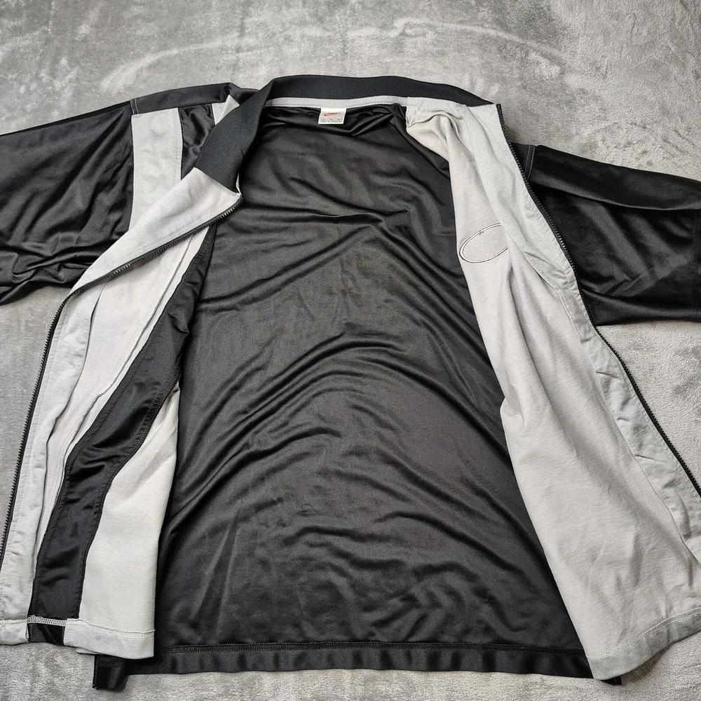 Vintage Nike Full Zip Polo Shirt Mens XL Grey Black Colorblock Basketball Y2K